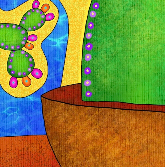 Cactus Blooming Upwards - Contemporary Fine Art Print