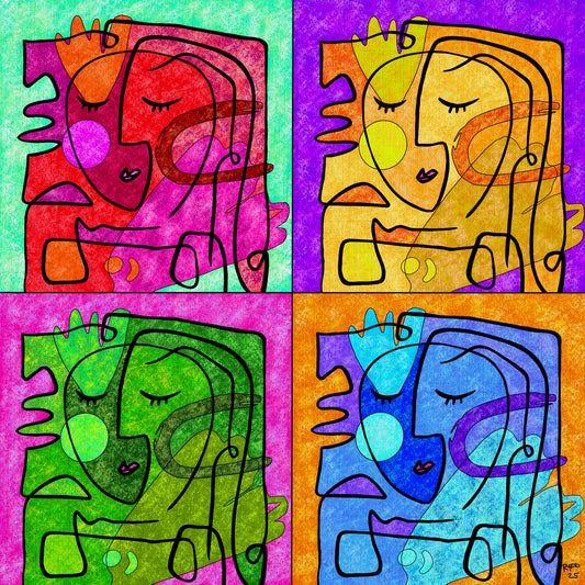 Four Moods in Line - Contemporary Fine Art Print