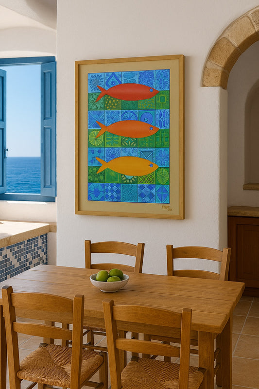 Tiled Streamed Trio - Contemporary Fine Art Print